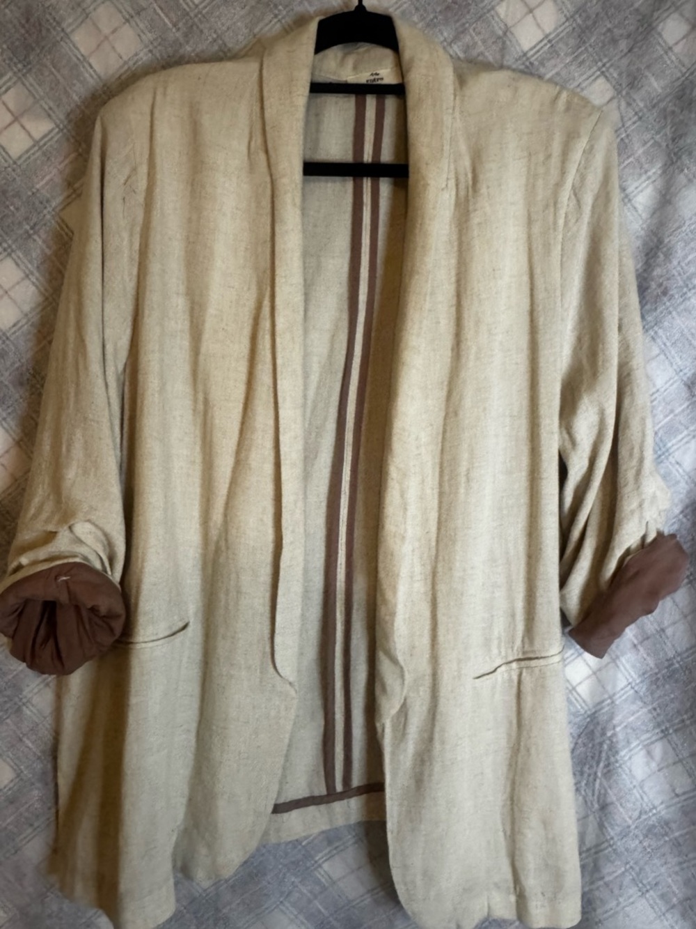 Entro Cream Open-Front Linen-Blend Blazer